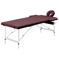 VidaXL Massagetafel inklapbaar 2 zones aluminum wijnpaars - thumbnail
