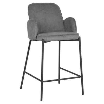 LABEL51 Barkruk Jari - Donkergrijs - Ribcord - Laag