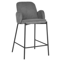 LABEL51 Barkruk Jari - Donkergrijs - Ribcord - Laag - thumbnail