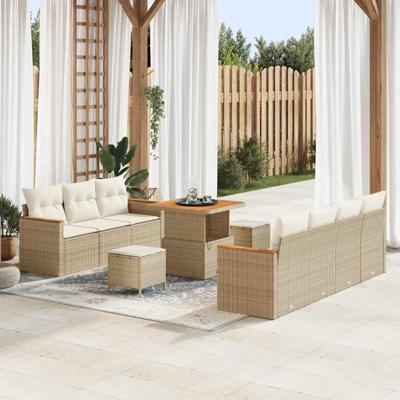 Tuinbankenset 10 pcs Beige poly rattan