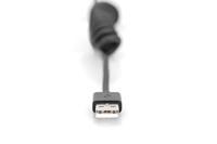 Digitus USB-kabel USB 2.0 USB-A stekker, USB-C stekker 1.00 m Zwart Stekker past op beide manieren, Afgeschermd (dubbel), Flexibel, Spiraalkabel AK-300430-006-S - thumbnail