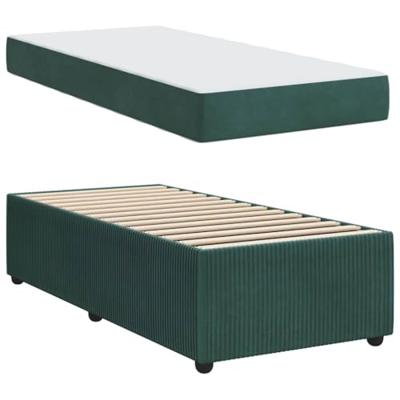 Bedframe met matras met matras Donkergroen 90 x 200 cm Fluweel