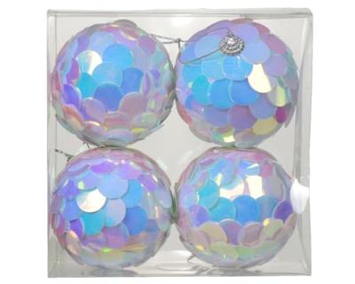 Kerstbal pailletten iriserend 8cm 4 dlg