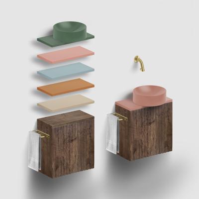 Clou Fonteinset Verti Donker Eiken met Topblad en Waskom Clou Fonteinset Verti Donker Eiken met Topblad en Waskom