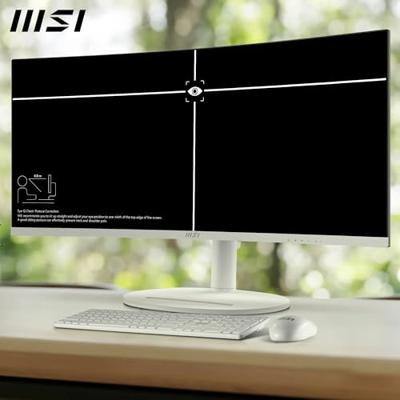 MSI Modern MD342CQPW 34 inch UWQHD gebogen 1500R pc-monitor - VA-paneel 3440 x 1440, KVM, PIP/PBP, breed kleurengamma, oogcomfort, geïntegreerde luidspreker, 3-assig verstelbaar - HDMI 2.0b, DP 1.4