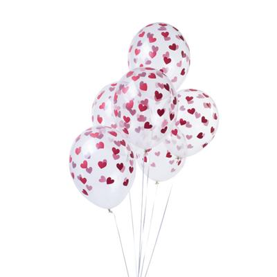 Ballonnen Clear Hartjes Rood 6 Stuks