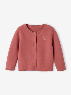 Geborduurd babyvestje met gouden hartjes oudroze Geborduurd babyvestje met gouden hartjes oudroze