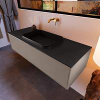 Badkamermeubelset Mondiaz Erin 120 cm met 1 Lade met RIDGE Wastafel Midden Urban Zonder Kraangaten Greeploos Mat Smoke - thumbnail