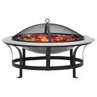 VidaXL Tuinvuurplaats met grill 76 cm roestvrij staal - thumbnail