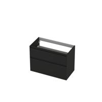 INK - Onderkast 2 Laden Greeploos Gelakt 45gr A-symmetrisch - 900x450x650 Mm - Mat Zwart - thumbnail