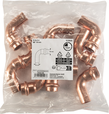 Cornat Perskoppeling Boog 90Gr 18Mm 10St - TP650118B