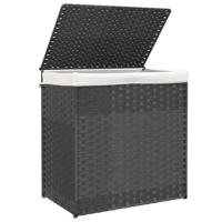 VidaXL Wasmand met 2 vakken 53x35x57 cm poly rattan grijs - thumbnail