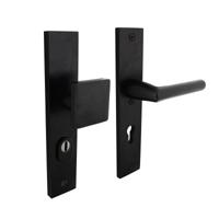 Intersteel | Veiligheidsbeslag geveerd greep/kruk met kerntrekbeveiliging | SKG3 | PC72mm | Rechthoekig | Voordeurbeslag | Aluminium Zwart - thumbnail