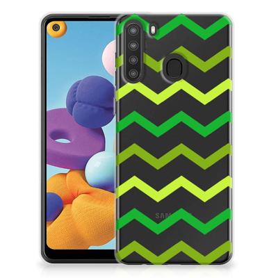 Samsung Galaxy A21 | TPU bumper | Zigzag Groen