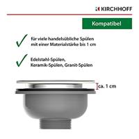 Kirchhoff ECO-SAVE kunststof korfventiel, grijs, 1 1/2" ET, roestvrijstalen ventielbeker en zeef Ø114 mm - 98835249 - thumbnail