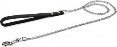 Hondenriem met ketting 120cm x 12mm zwart - thumbnail