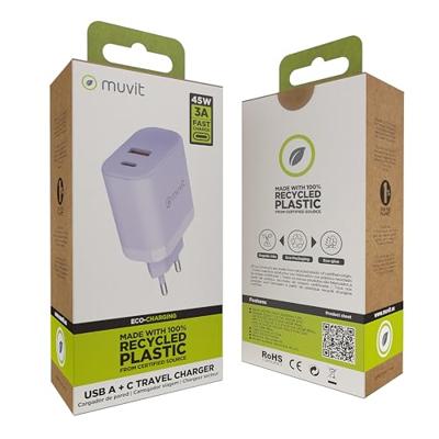 Oplader Muvit for Change WCEU24-45-AC Lavendel 45 W Oplader Muvit for Change WCEU24-45-AC Lavendel 45 W