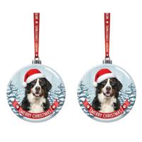 Set Van 2x Stuks Glazen Kerstballen Hond Berner Sennen 7 Cm - Kerstbal - thumbnail