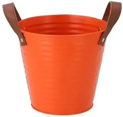 Daan Kromhout Design emmer zink leather 16x15cm oranje