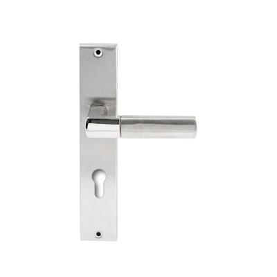 Hardbrass Deurkruk Rhodos op rechthoekig langschild profielcilindergat 72mm - RVS Hardbrass Deurkruk Rhodos op rechthoekig langschild profielcilindergat 72mm - RVS