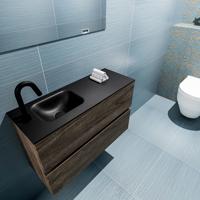 MONDIAZ ADA 80cm toiletmeubel dark brown. LEX wastafel urban links 1 kraangat - thumbnail