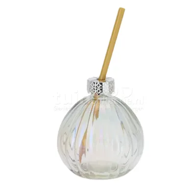 Drinkglas Kerstbal met Rietje Goud Parelmoer Drinkglas Kerstbal met Rietje Goud Parelmoer