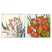 Canvas Home ESPRIT Geel Blauw Blommor Shabby Chic 100 x 4 x 100 cm (2 Stuks) - thumbnail