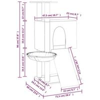 Kattenmeubel met sisal krabpalen 96 cm crèmekleurig - thumbnail