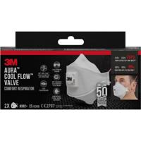 3M Aura Comfort Cool Flow stofmasker, FFP3, met ventiel, pak van 2 stuks - thumbnail