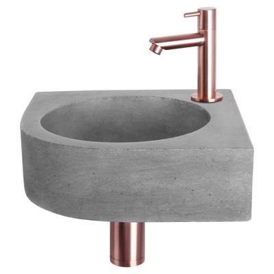 Differnz Cleo fonteinset beton donkergrijs kraan recht rood koper 31.5 x 31.5 x 10 cm