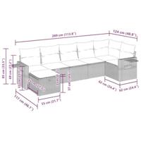 7-delige Loungeset met kussens poly rattan zwart - thumbnail
