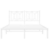 Bedframe met hoofdbord metaal wit 135x190 cm - thumbnail