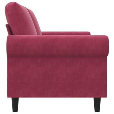 Tweezitsbank 140 cm fluweel wijnrood