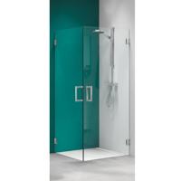 swingdeur (voor comb. hoekinstap) 900 breed 2000 hoog chroom/zilver hoogglans helder glas + antikalk - thumbnail