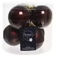 Decoris kerstballen glas 6st mahonie 8cm - thumbnail