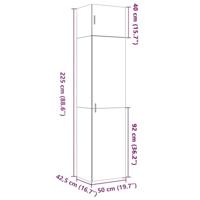 Opbergkast smal 50x42,5x225 cm bewerkt hout grijs sonoma eiken - thumbnail