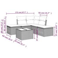 6-delige Loungeset met kussens poly rattan zwart - thumbnail