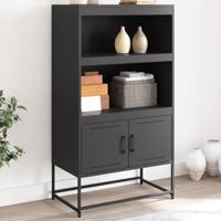Hoge kast 68,5x38,5x123,5 cm staal zwart - thumbnail