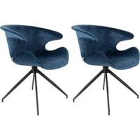 Zuiver Eetkamerstoel 'Mia' Velvet, kleur Blauw - thumbnail