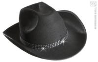 Cowboyhoed zwart met strass band - thumbnail