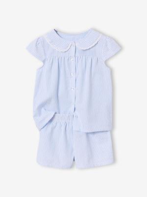 Pyjamashort met korte mouwen om te personaliseren hemelsblauw