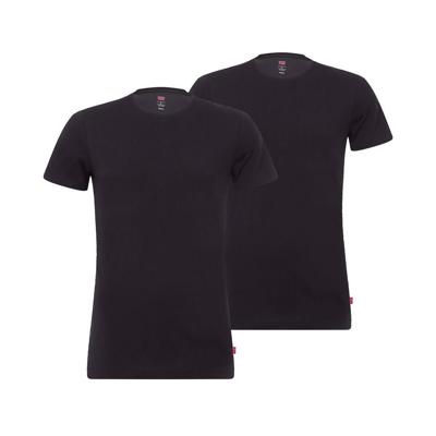 Levi's Men Solid Crew 2-Pack Jet Black -L