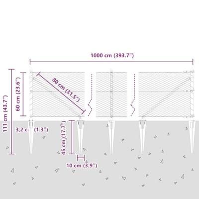 VidaXL Afrasteringspaal grijs 10 x 0,6 m (25 mm gaas) staal en pvc