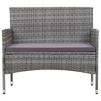 4-delige Loungeset met kussens poly rattan grijs - thumbnail