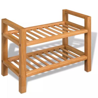 VidaXL Schoenenrek met 2 schappen 50x27x40 cm massief eikenhout