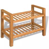 VidaXL Schoenenrek met 2 schappen 50x27x40 cm massief eikenhout - thumbnail