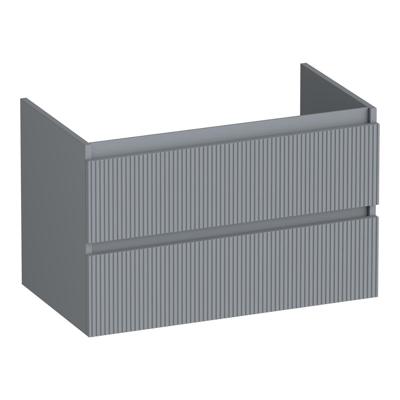 Brauer Joy Wavy - Onderkast - 80 cm - met 2 Softclose Lades Greeploos en 1 Sifon Uitsparing - Mat Grijs