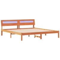 Bedframe met LED -striplichten Bruin Massief hout - thumbnail