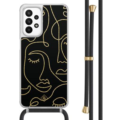 Samsung Galaxy A23 hoesje met koord - Abstract faces Samsung Galaxy A23 hoesje met koord - Abstract faces