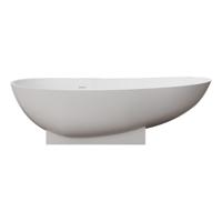 Ligbad Vrijstaand Earth Ovaal 84x180x56cm Solid Surface Mat Wit met Badwaste en Overloop - thumbnail